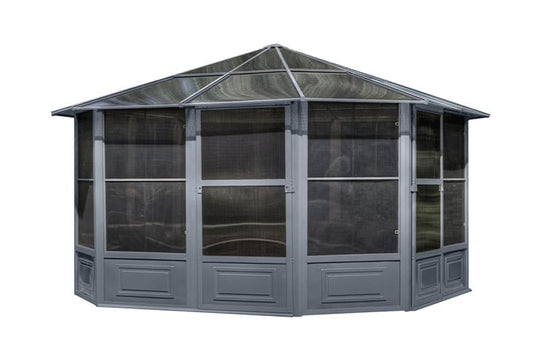 Gazebo Penguin Florence Freestanding Solarium - Sand/Slate- Metal/Polycarbonate Roof
