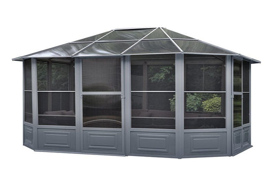 Gazebo Penguin Florence Freestanding Solarium - Sand/Slate- Metal/Polycarbonate Roof