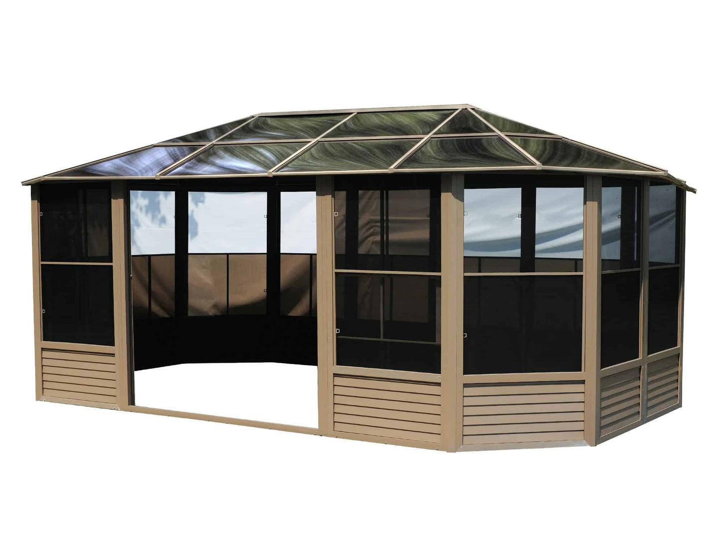 Gazebo Penguin Florence Freestanding Solarium - Sand/Slate- Metal/Polycarbonate Roof