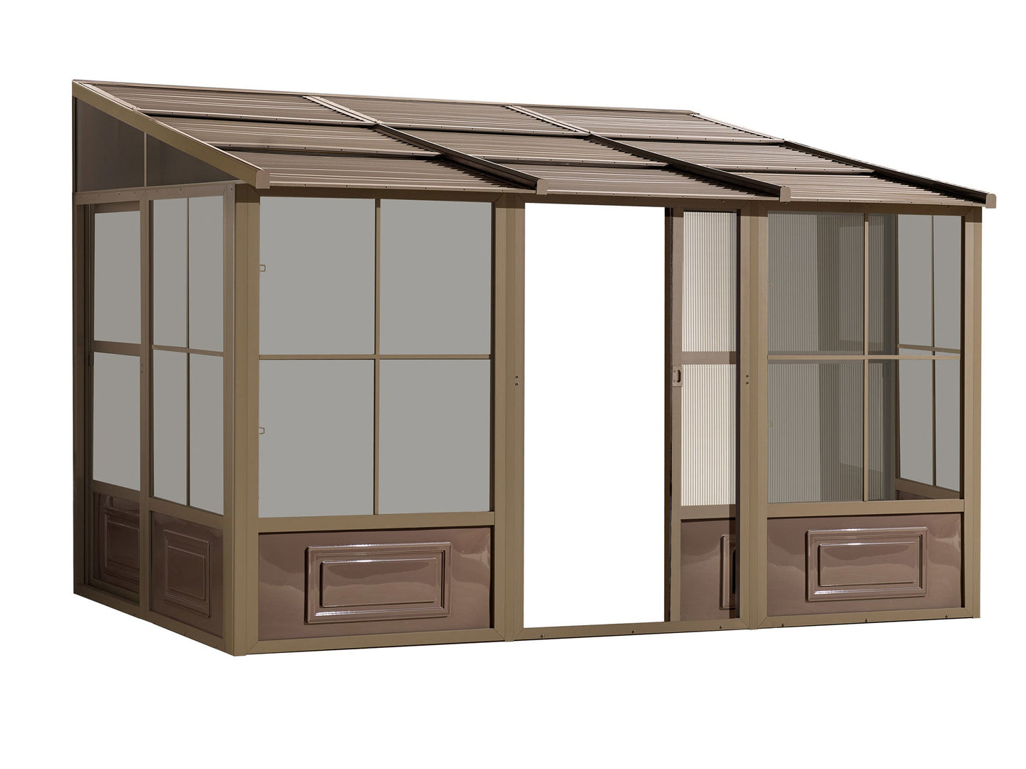 Gazebo Penguin Florence Wall Mounted Add-A-Room - Sand/Slate- Metal/Polycarbonate Roof