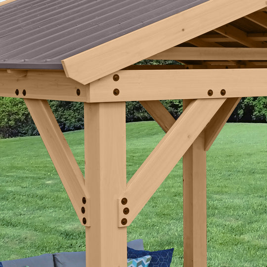 Yardistry Meridian Cedar 10 x 10 Pavilion with Aluminum Roof