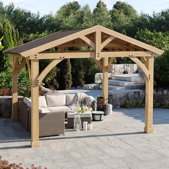Yardistry Carolina Cedar 11 x 13 Pavilion with Aluminum Roof