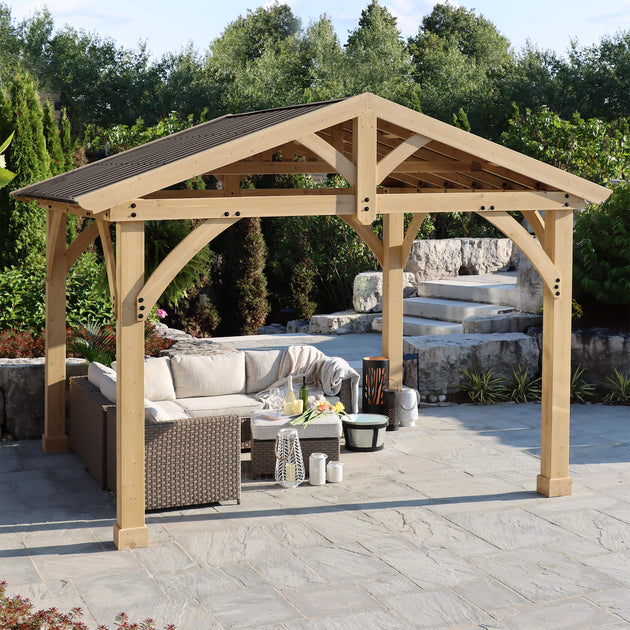 Yardistry Carolina Cedar 11 x 13 Pavilion with Aluminum Roof
