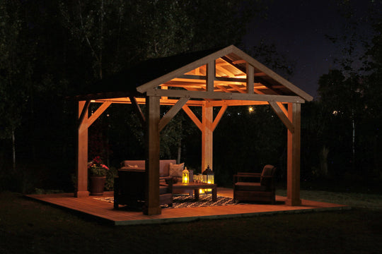 Yardistry Meridian Cedar 14 x 12 Pavilion with Aluminum Roof