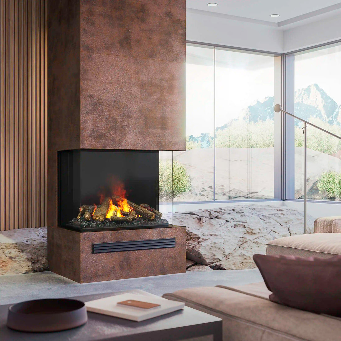 Dimplex Faber e-MatriX 39-Inch Electric Firebox, Three-sided, Bay with e-MatriX (FEF3226L3)