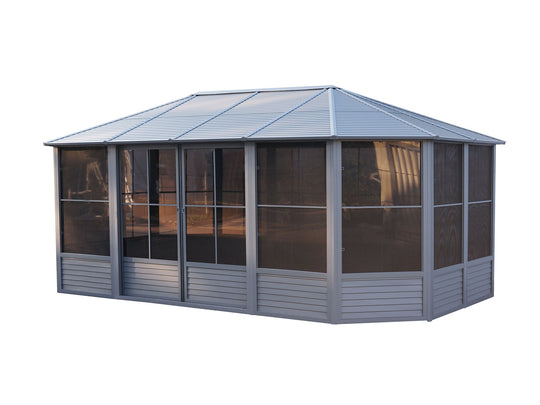 Gazebo Penguin Florence Freestanding Solarium - Sand/Slate- Metal/Polycarbonate Roof