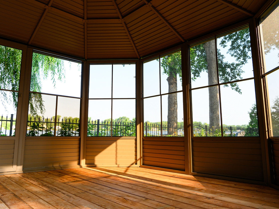 Gazebo Penguin Florence Freestanding Solarium - Sand/Slate- Metal/Polycarbonate Roof