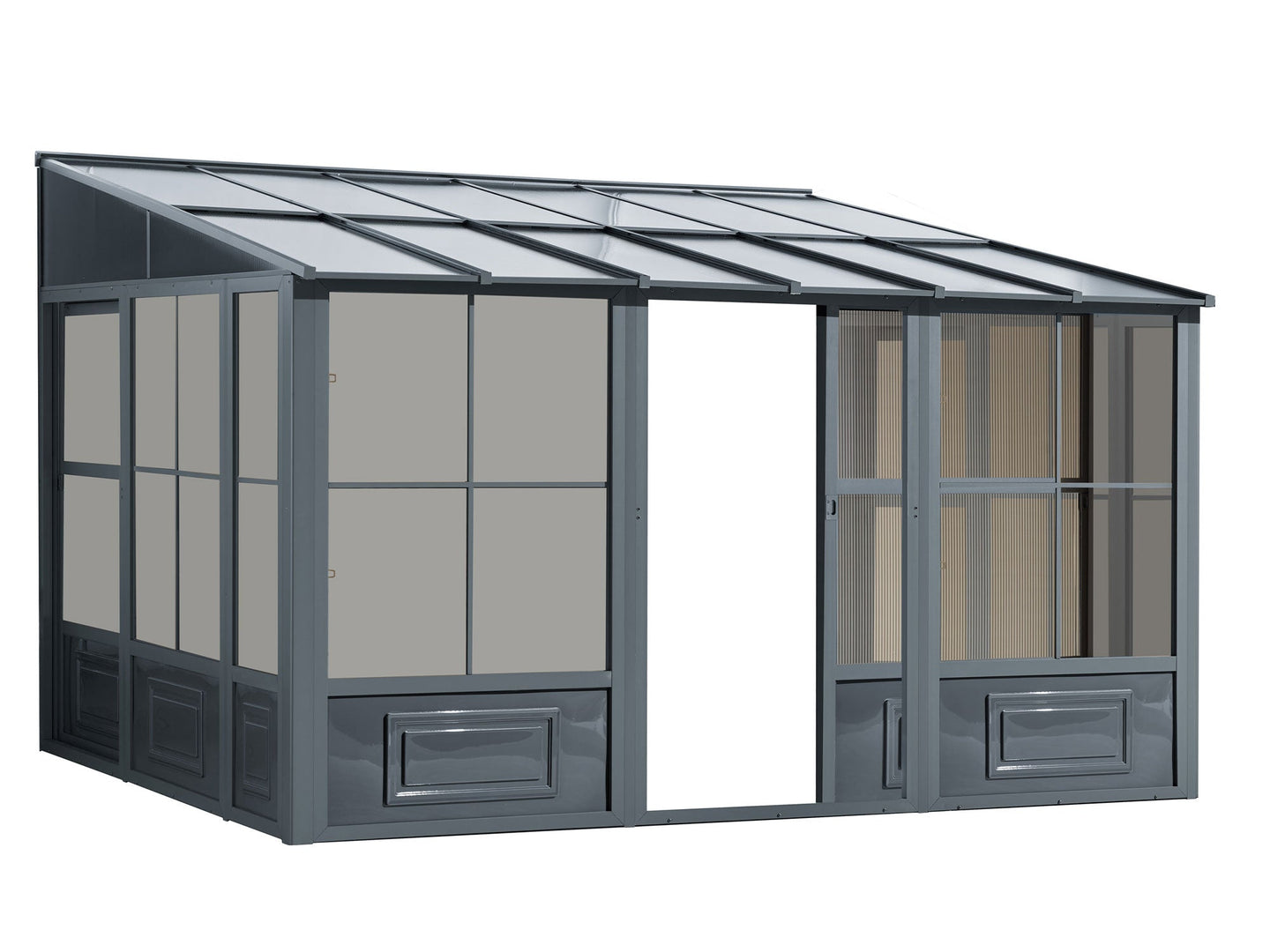 Gazebo Penguin Florence Wall Mounted Add-A-Room - Sand/Slate- Metal/Polycarbonate Roof