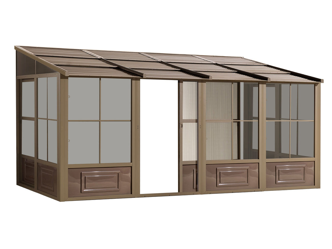 Gazebo Penguin Florence Wall Mounted Add-A-Room - Sand/Slate- Metal/Polycarbonate Roof