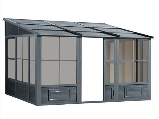 Gazebo Penguin Florence Wall Mounted Add-A-Room - Sand/Slate- Metal/Polycarbonate Roof