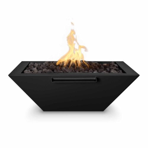 Square fire and water bowl steel finish outdoor terrace
