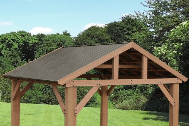 Yardistry Meridian Cedar 14 x 12 Pavilion with Aluminum Roof
