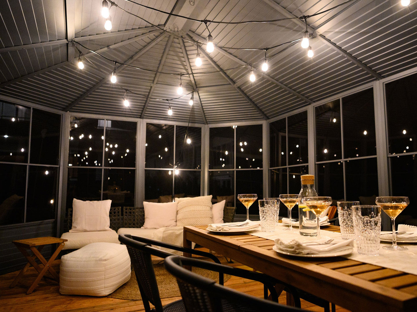 Gazebo Penguin Florence Freestanding Solarium - Sand/Slate- Metal/Polycarbonate Roof