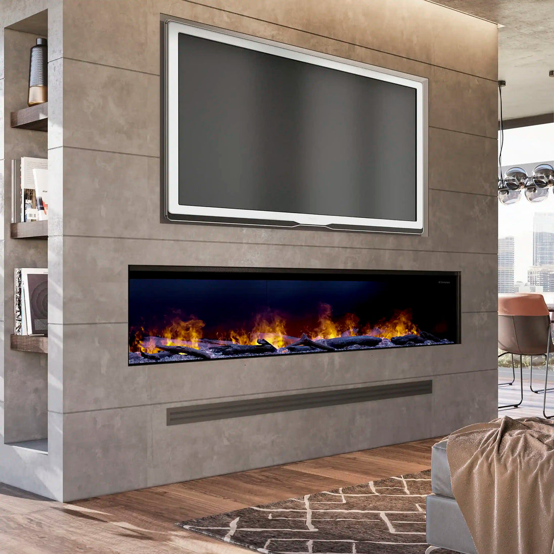 Dimplex Optimyst Linear 86-Inch Water Vapor Fireplace with Acrylic Ice and Driftwood Media (OLF86-AM)