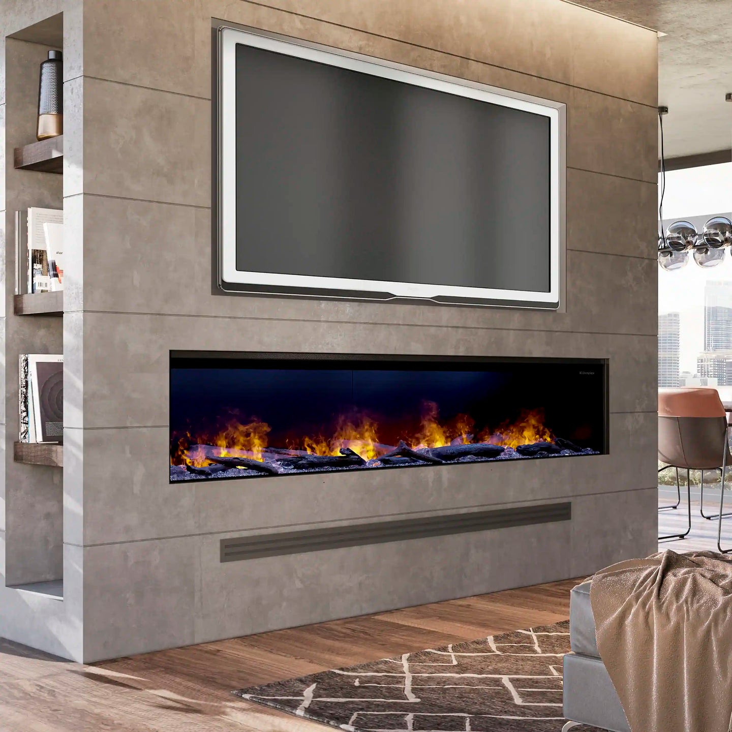 Dimplex Optimyst Linear 86-Inch Water Vapor Fireplace with Acrylic Ice and Driftwood Media (OLF86-AM)