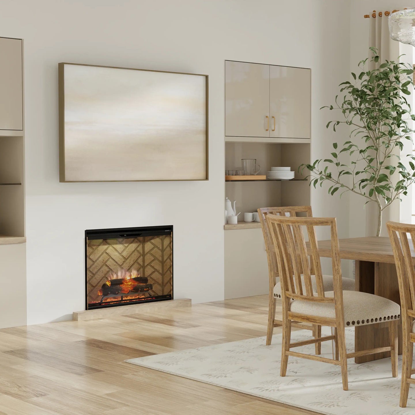 Dimplex Revillusion 36-Inch Portrait Built-In Electric Firebox in Herringbone with internal LED Lighting (REV36P-HB)