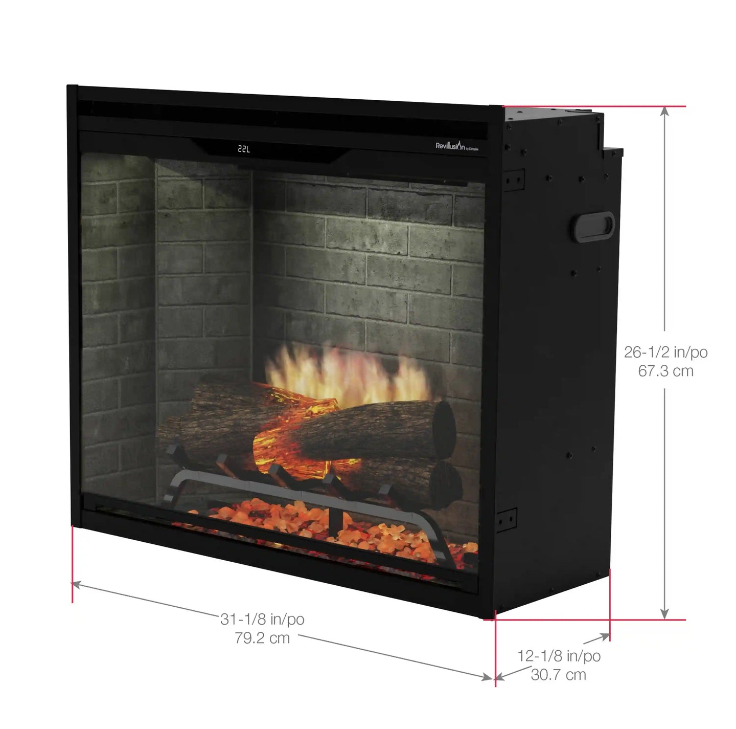 Dimplex Revillusion 30-Inch Built-In Firebox in Weathered Concrete with internal LED Lighting (REV30-WC)