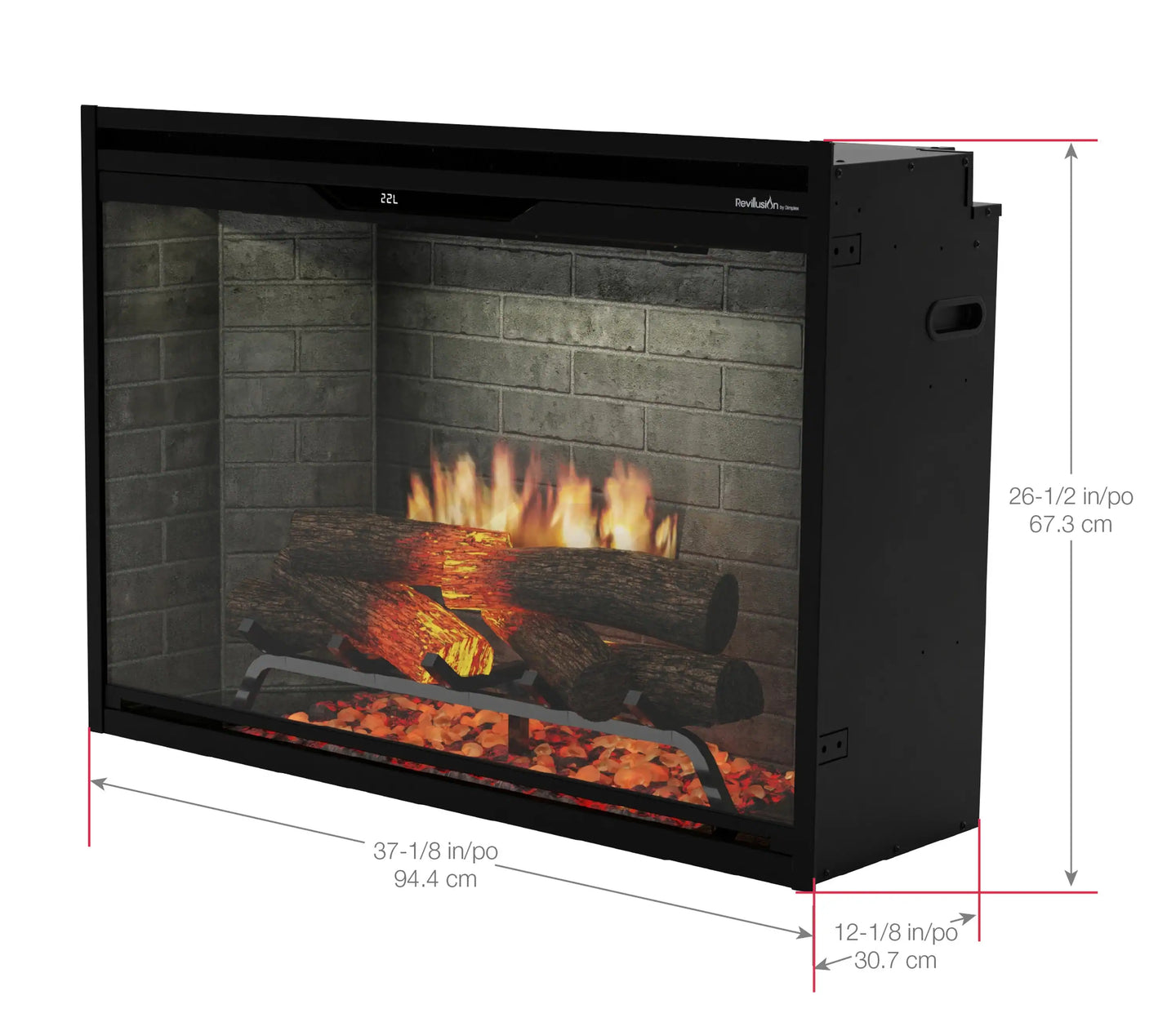 Dimplex 36-Inch Built-In Electric Firebox in Black with internal LED Lighting (REV36-BL)