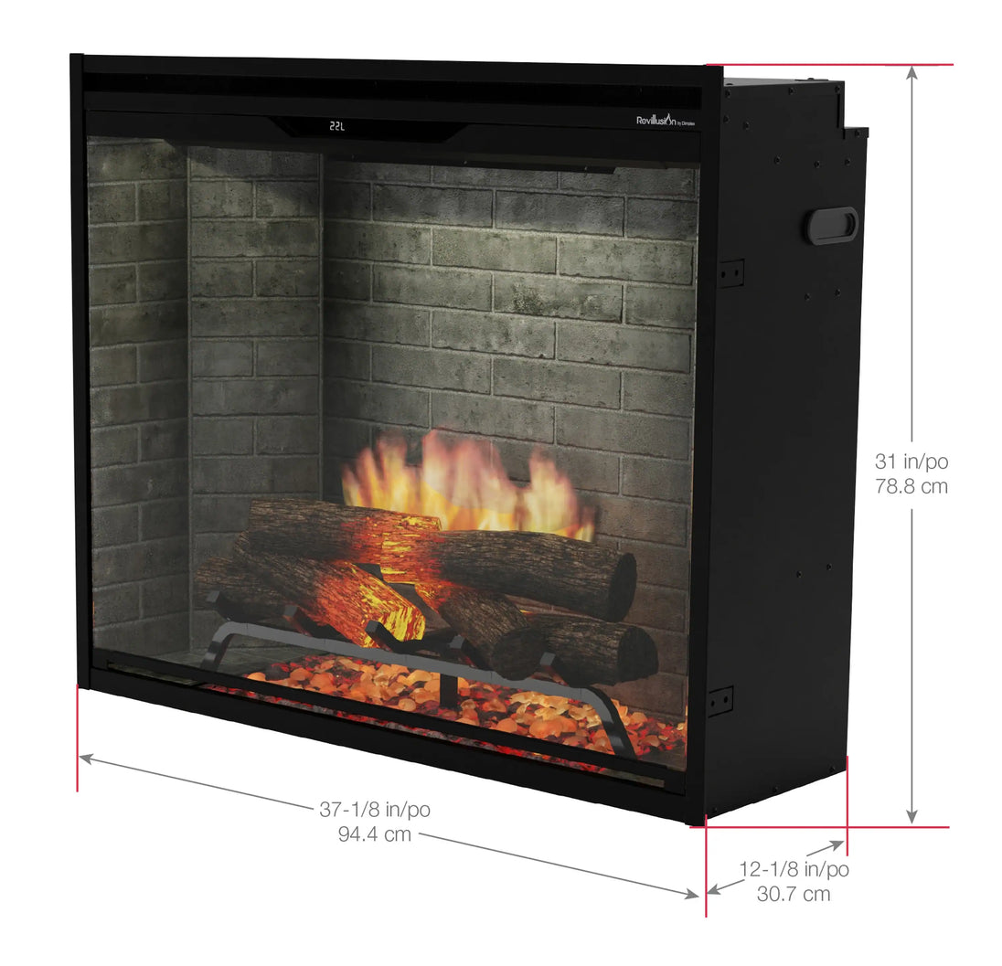 Dimplex Revillusion 36-Inch Portrait Built-In Electric Firebox in Weathered Concrete with internal LED Lighting (REV36P-WC)