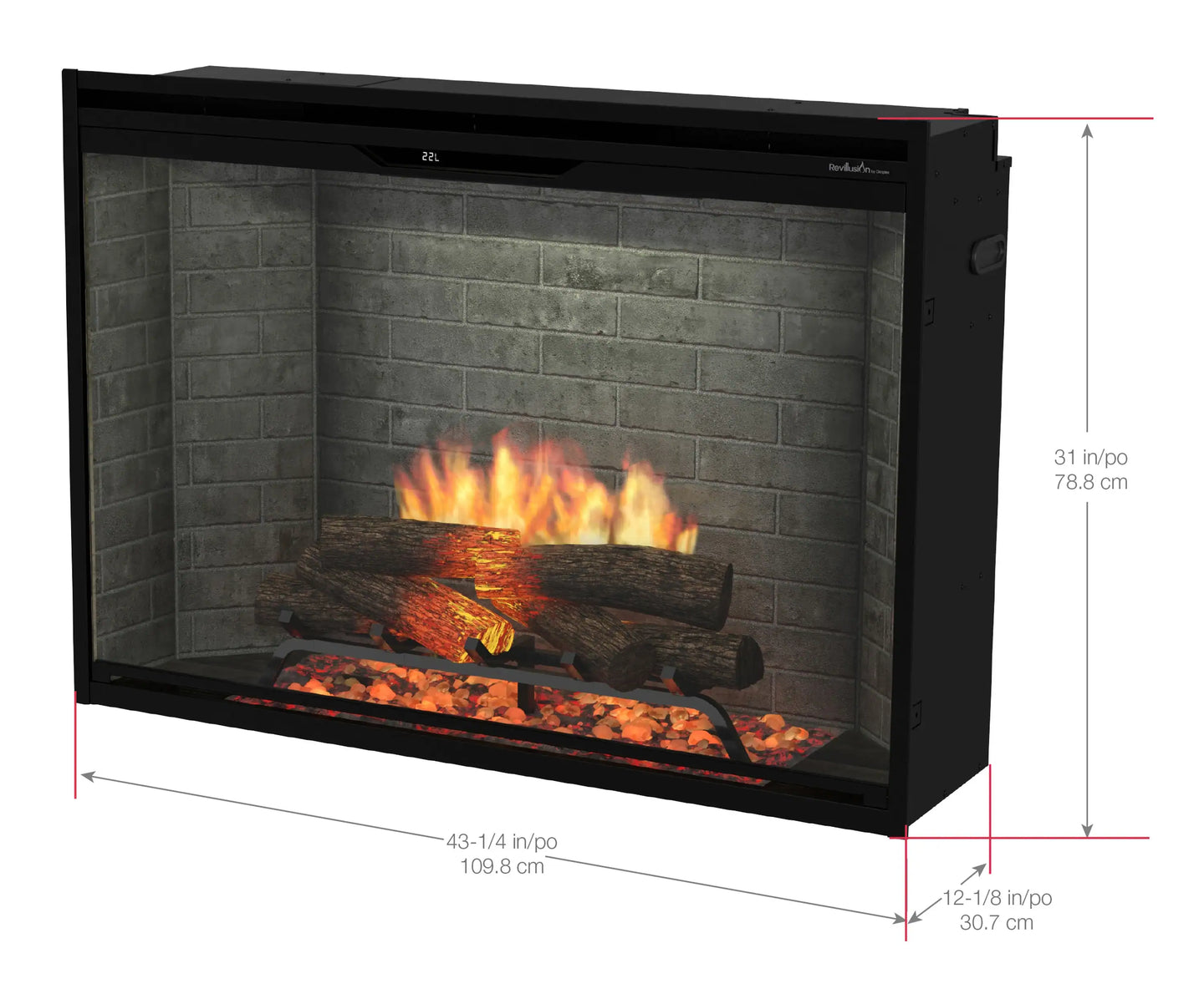 Dimplex Revillusion 42-Inch Built-In Electric Firebox in Black with internal LED Lighting (REV42-BL)