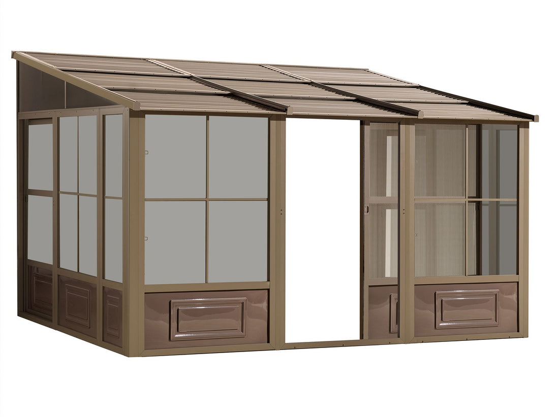 Gazebo Penguin Florence Wall Mounted Add-A-Room - Sand/Slate- Metal/Polycarbonate Roof