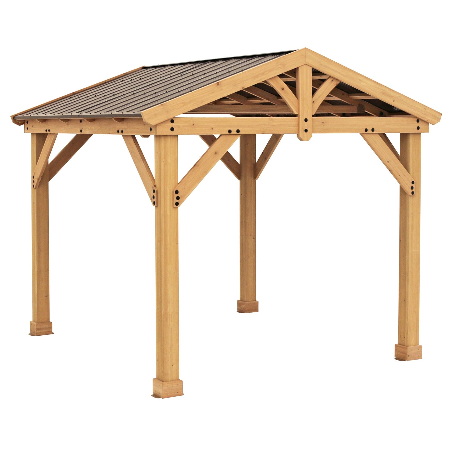Yardistry Meridian Cedar 10 x 10 Pavilion with Aluminum Roof