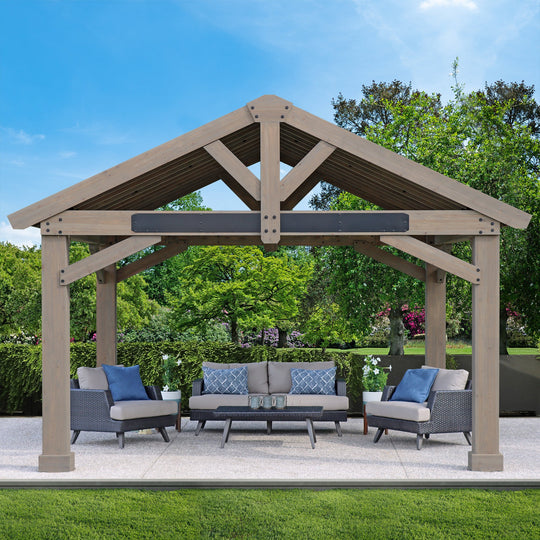 Yardistry 16x14 ft Timber Frame Pavilion with Aluminum Roof