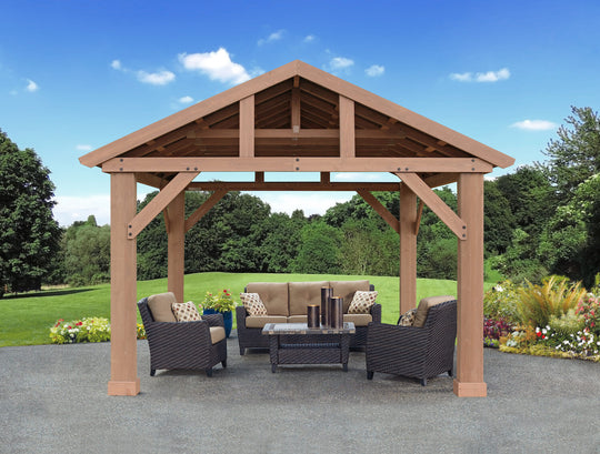 Yardistry Meridian Cedar 14 x 12 Pavilion with Aluminum Roof
