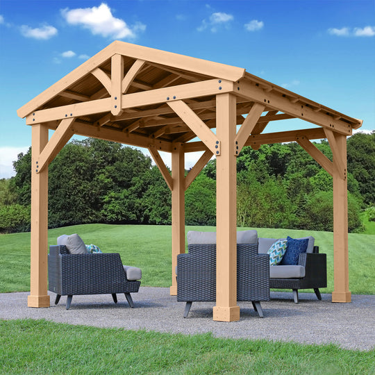 Yardistry Meridian Cedar 10 x 10 Pavilion with Aluminum Roof