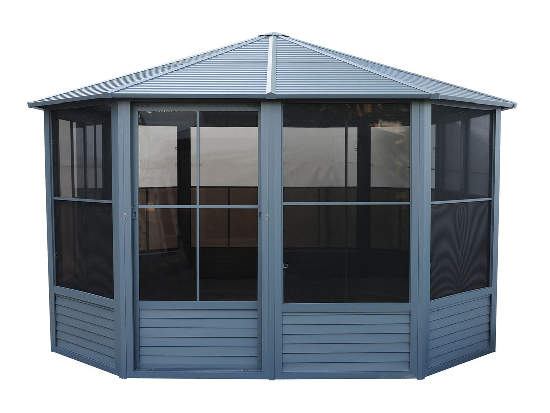 Gazebo Penguin Florence Freestanding Solarium - Sand/Slate- Metal/Polycarbonate Roof