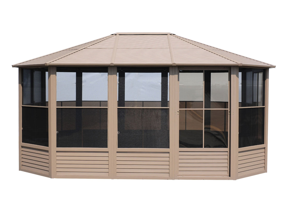 Gazebo Penguin Florence Freestanding Solarium - Sand/Slate- Metal/Polycarbonate Roof