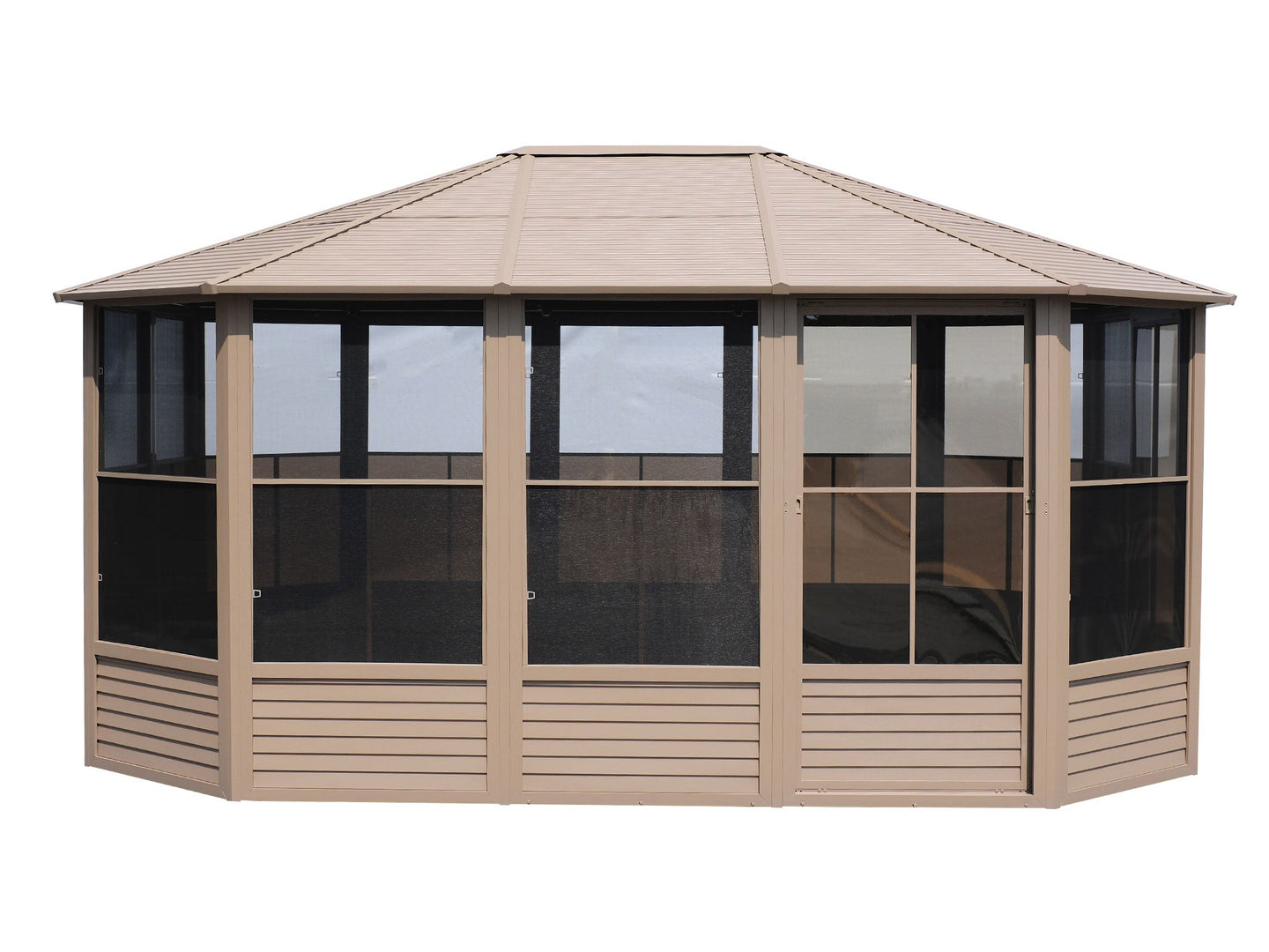 Gazebo Penguin Florence Freestanding Solarium - Sand/Slate- Metal/Polycarbonate Roof