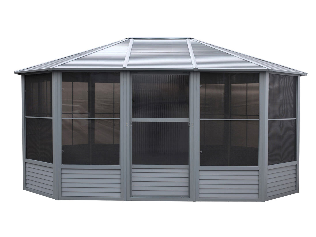 Gazebo Penguin Florence Freestanding Solarium - Sand/Slate- Metal/Polycarbonate Roof