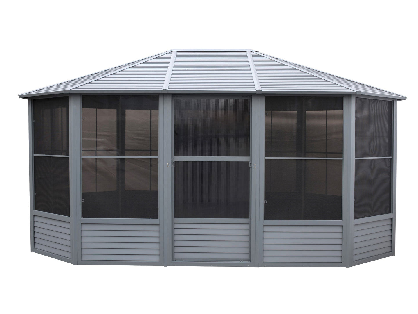 Gazebo Penguin Florence Freestanding Solarium - Sand/Slate- Metal/Polycarbonate Roof