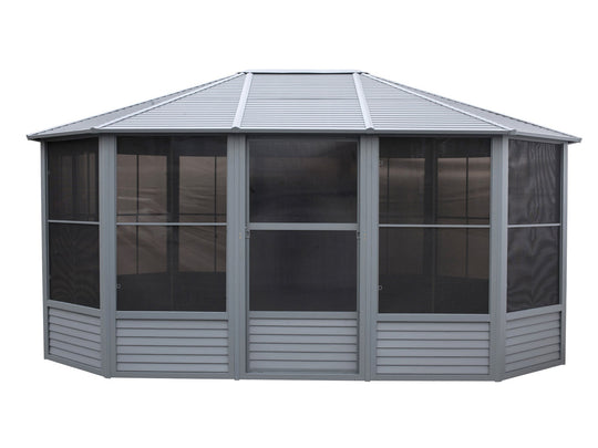 Gazebo Penguin Florence Freestanding Solarium - Sand/Slate- Metal/Polycarbonate Roof