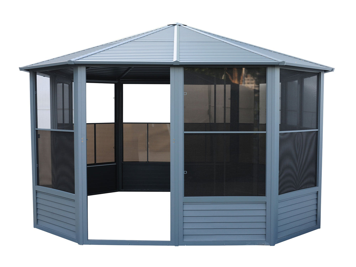 Gazebo Penguin Florence Freestanding Solarium - Sand/Slate- Metal/Polycarbonate Roof
