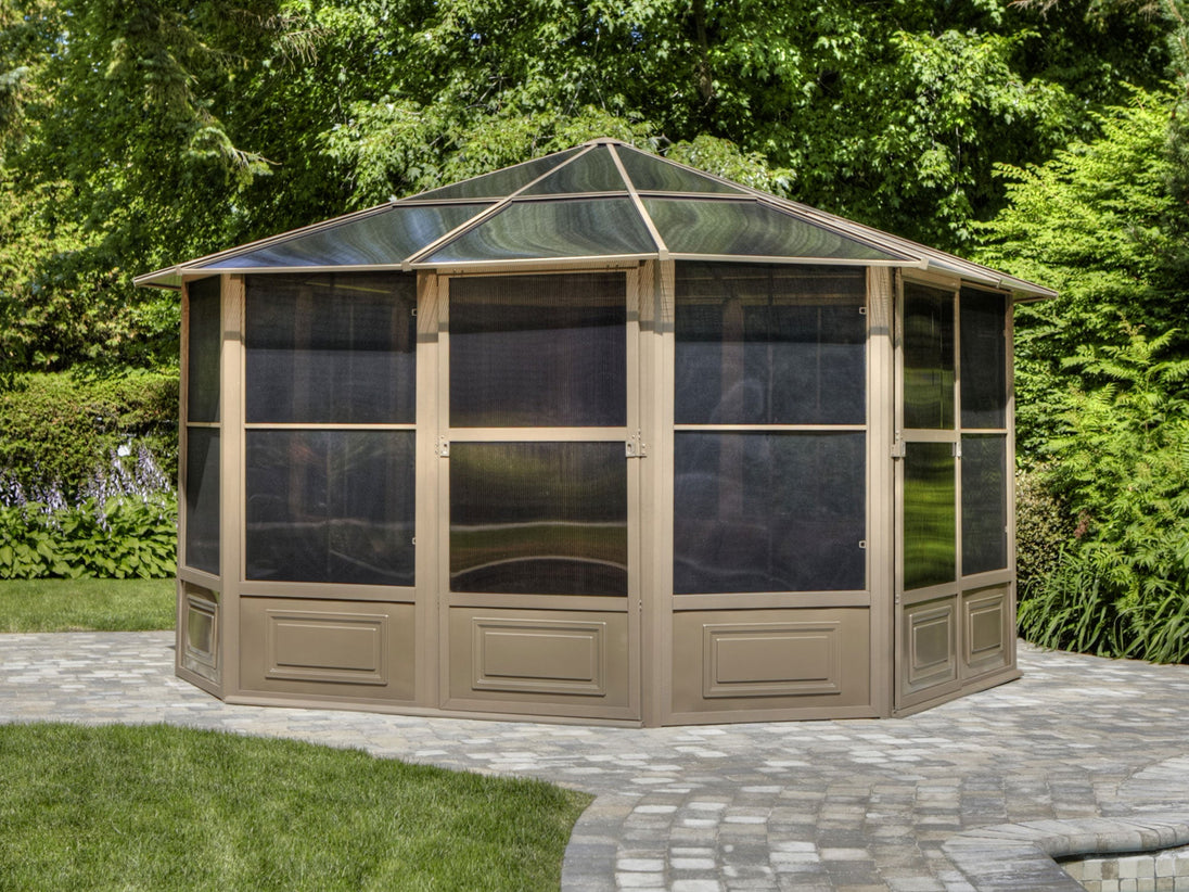 Gazebo Penguin Florence Freestanding Solarium - Sand/Slate- Metal/Polycarbonate Roof