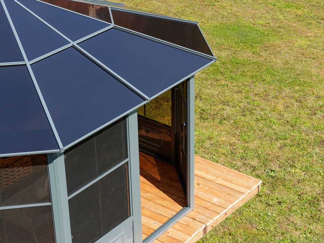 Gazebo Penguin Florence Freestanding Solarium - Sand/Slate- Metal/Polycarbonate Roof