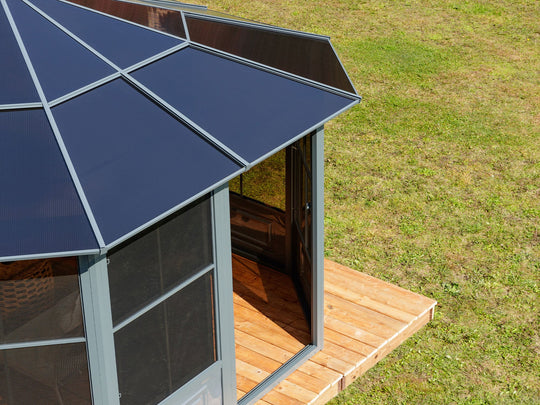 Gazebo Penguin Florence Freestanding Solarium - Sand/Slate- Metal/Polycarbonate Roof